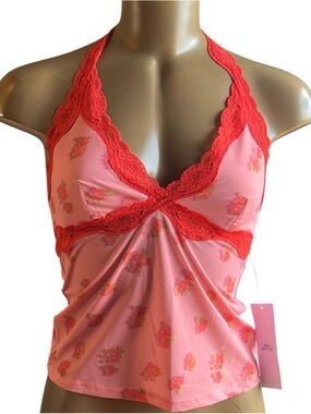 Urban Outfitters Out from Under Floral Lace Halter Top Size M Y2k Festival
